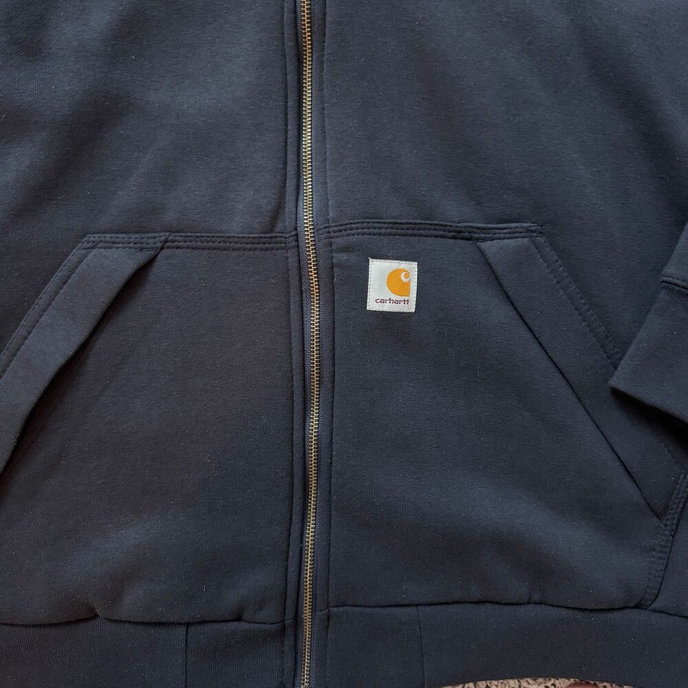 Carhartt Hoodie Mens XL Loose Fit Blue Thermal Lined Rain Defender Midweight - Picture 3 of 10